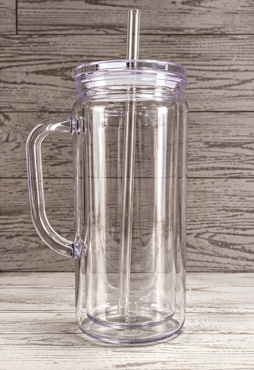 20oz Snow Globe Skinny Tumbler with Handle